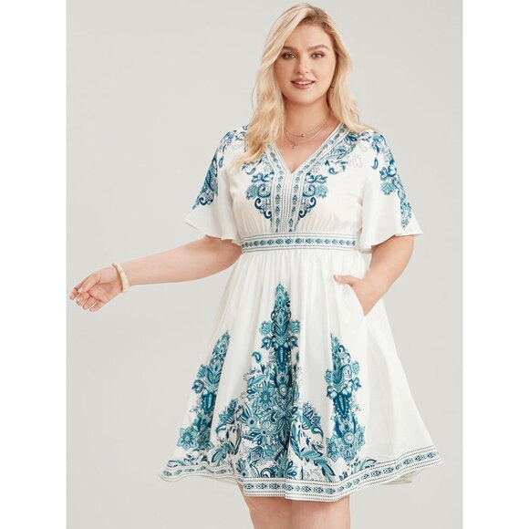 Bloomchic New Bandana Print Dress‎ with Pockets Size 26 4X Plus Size Summer - Picture 7 of 11